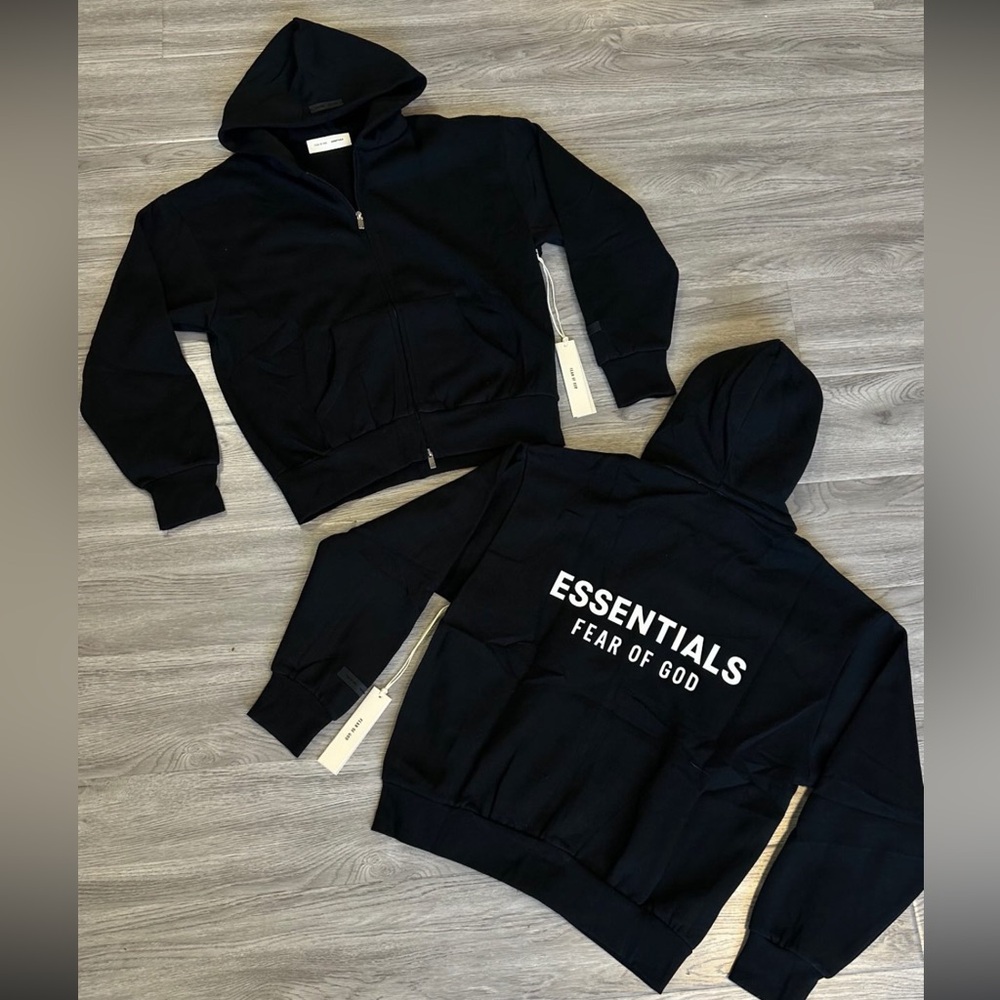 Essentials Black Hoodie Jacket